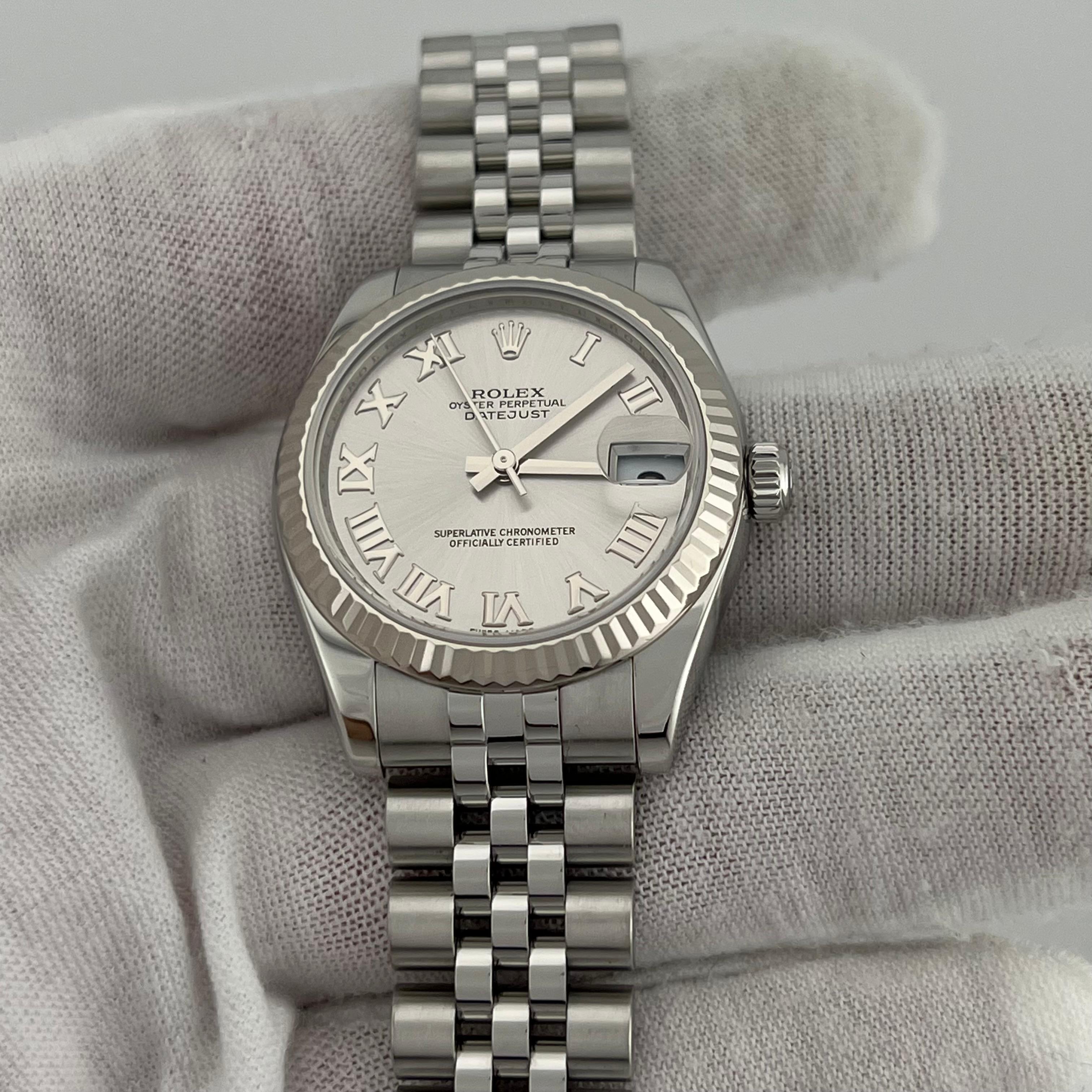 Rolex Datejust Midsize 31mm 178274 Silber römischen Stahl 18k Gold Lünette Box Papier 1