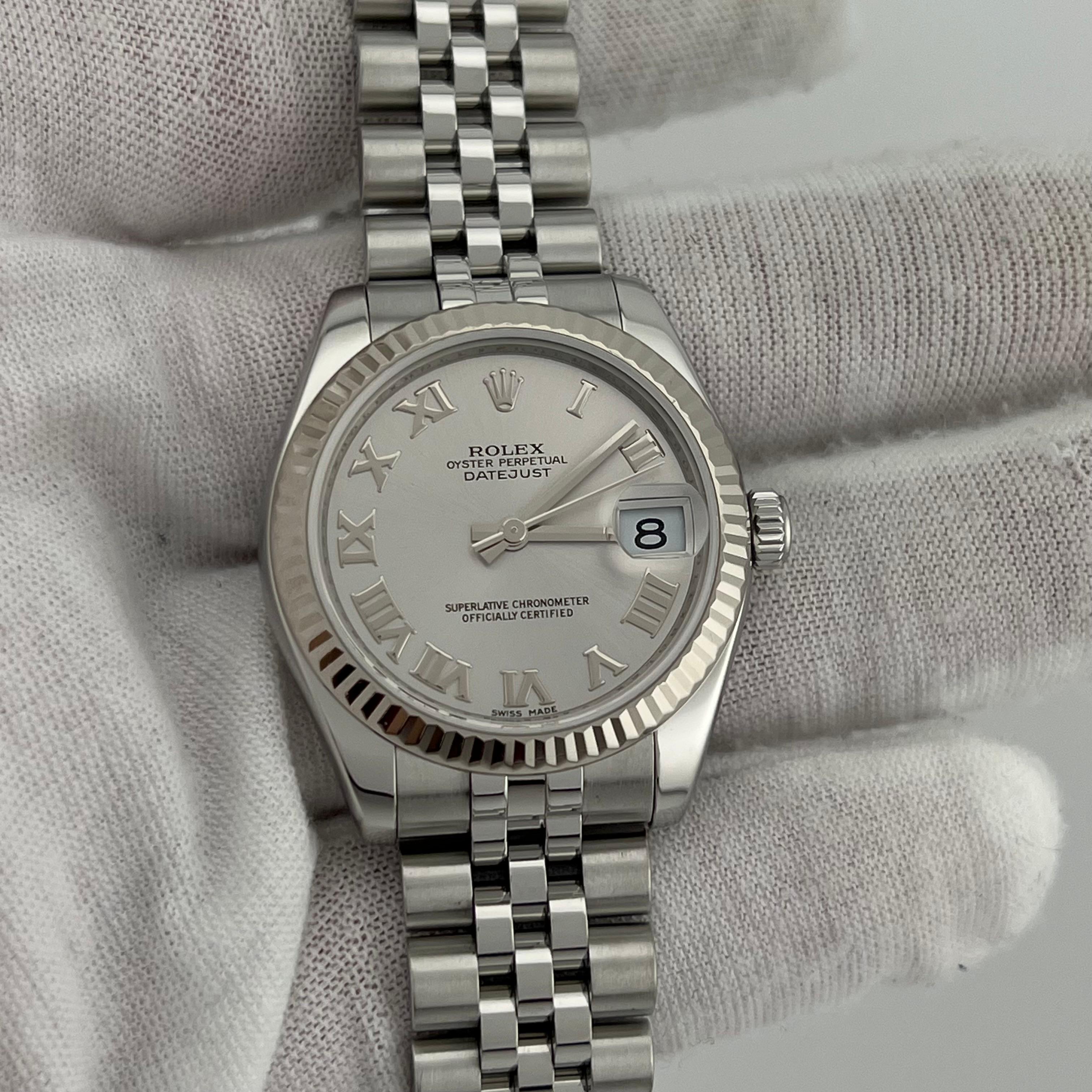 Rolex Datejust Midsize 31mm 178274 Silber römischen Stahl 18k Gold Lünette Box Papier 2