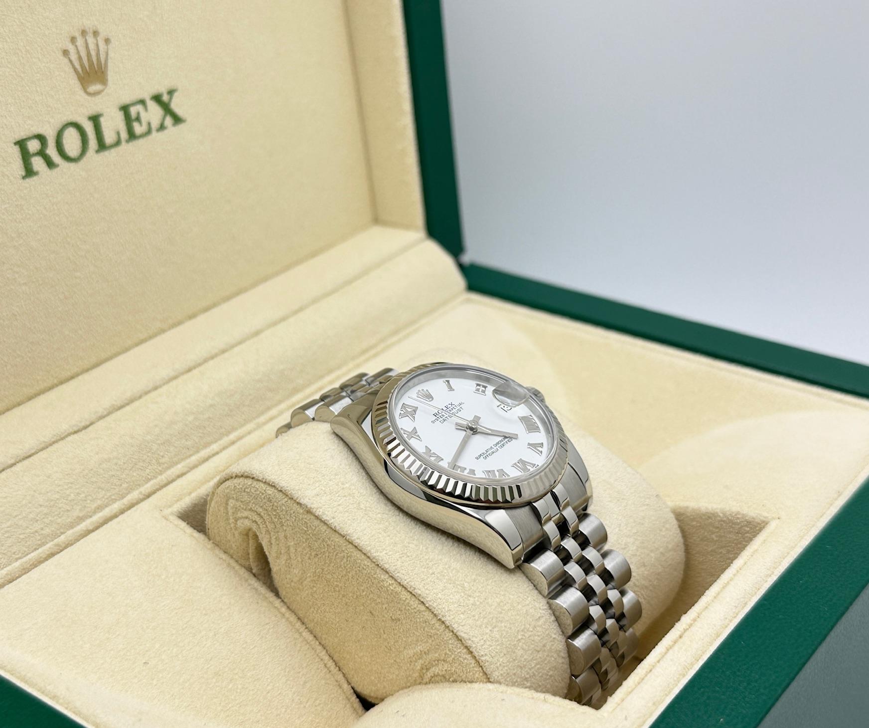 Rolex Datejust Midsize 31mm 178274 Quadrante Romano Bianco Acciaio Oro 18K Carta Scatola In condizioni ottime in vendita a San Diego, CA