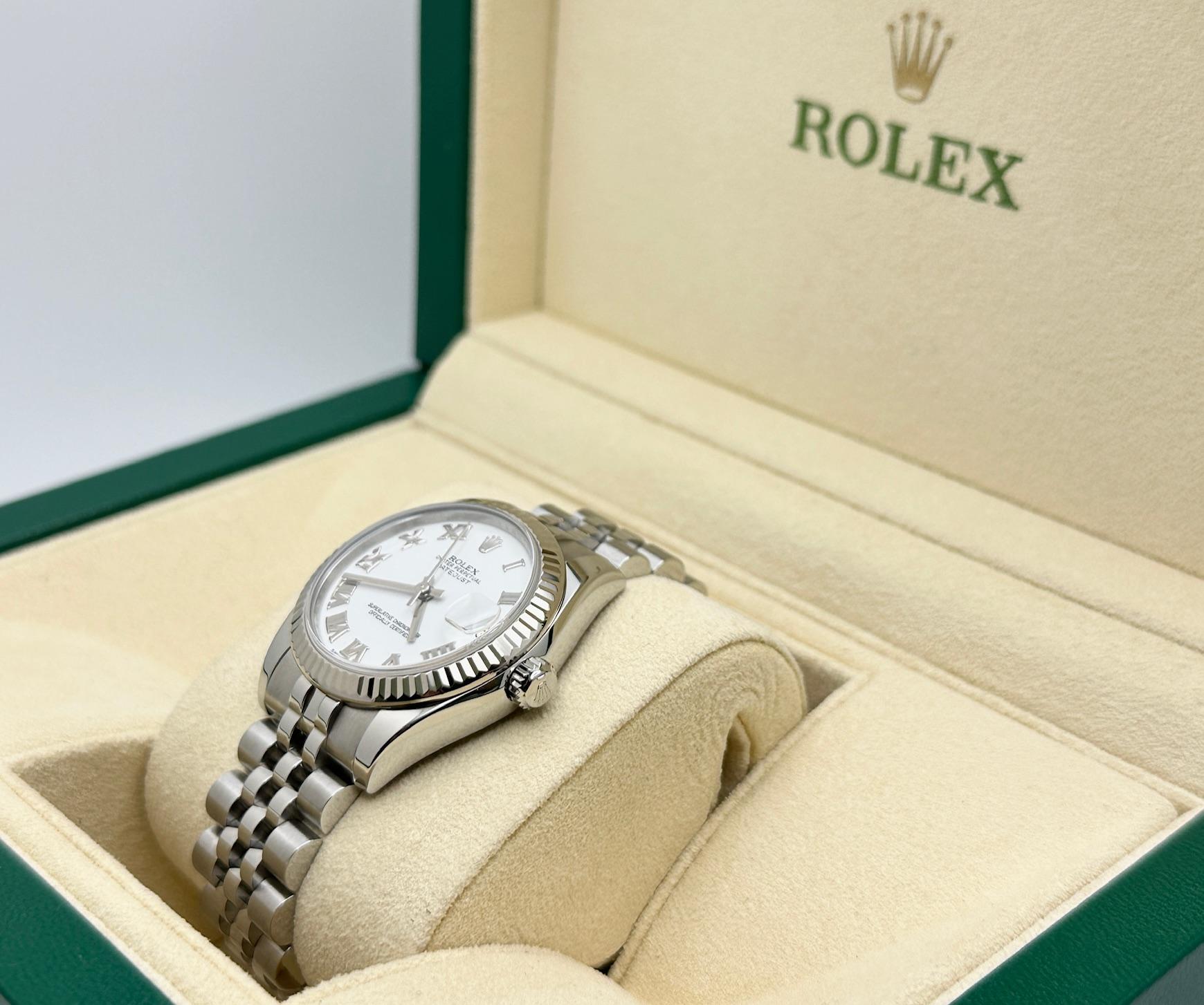 Donna Rolex Datejust Midsize 31mm 178274 Quadrante Romano Bianco Acciaio Oro 18K Carta Scatola in vendita