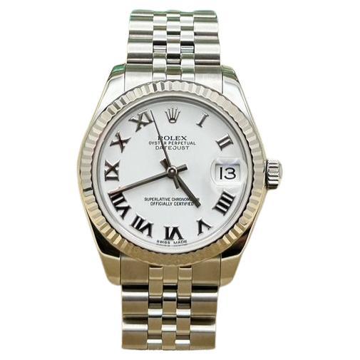 Rolex Datejust Midsize 31mm 178274 Quadrante Romano Bianco Acciaio Oro 18K Carta Scatola in vendita