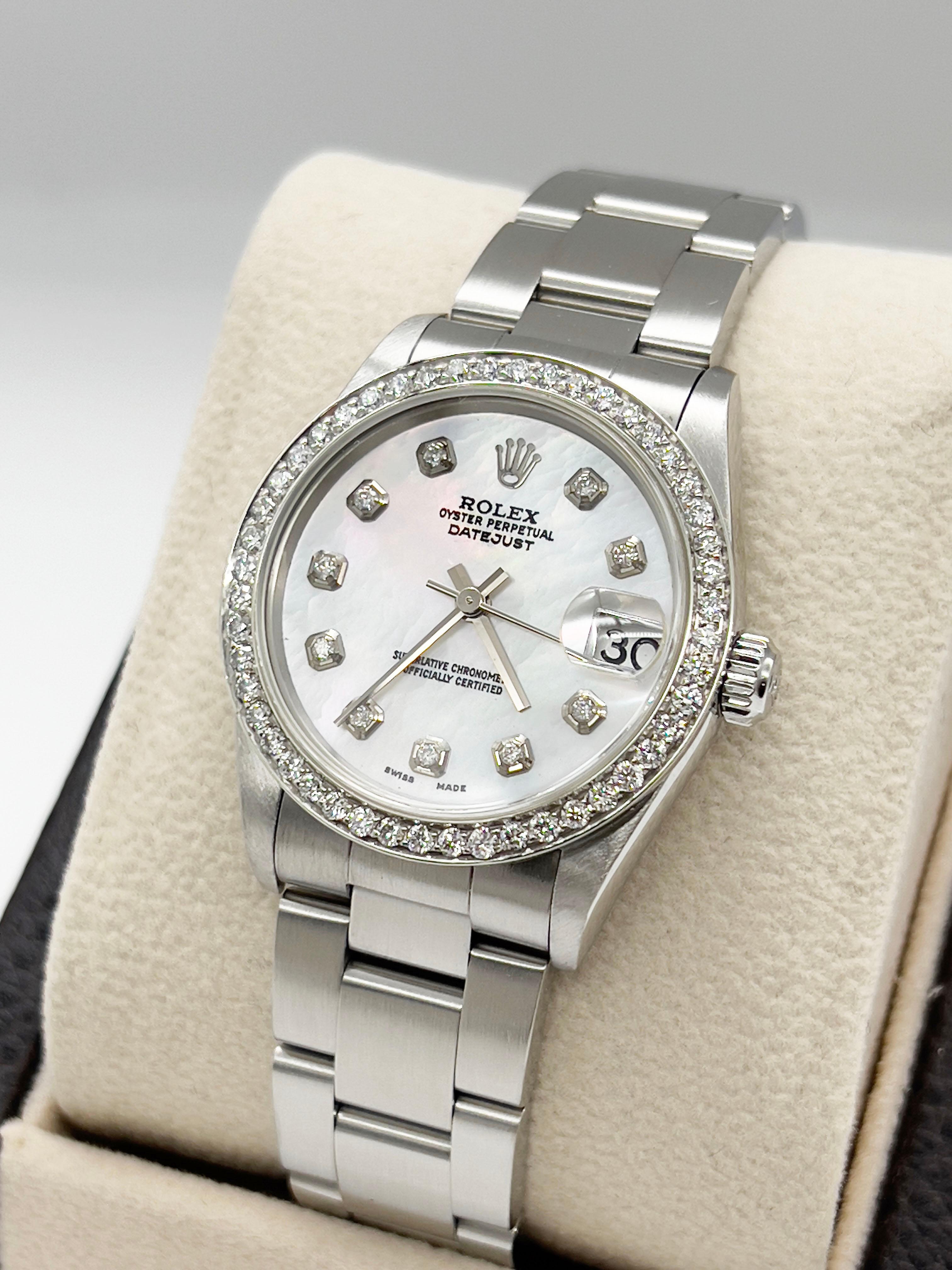 Round Cut Rolex Datejust Midsize 31mm 78240 MOP Diamond Dial Diamond Bezel Stainless Steel