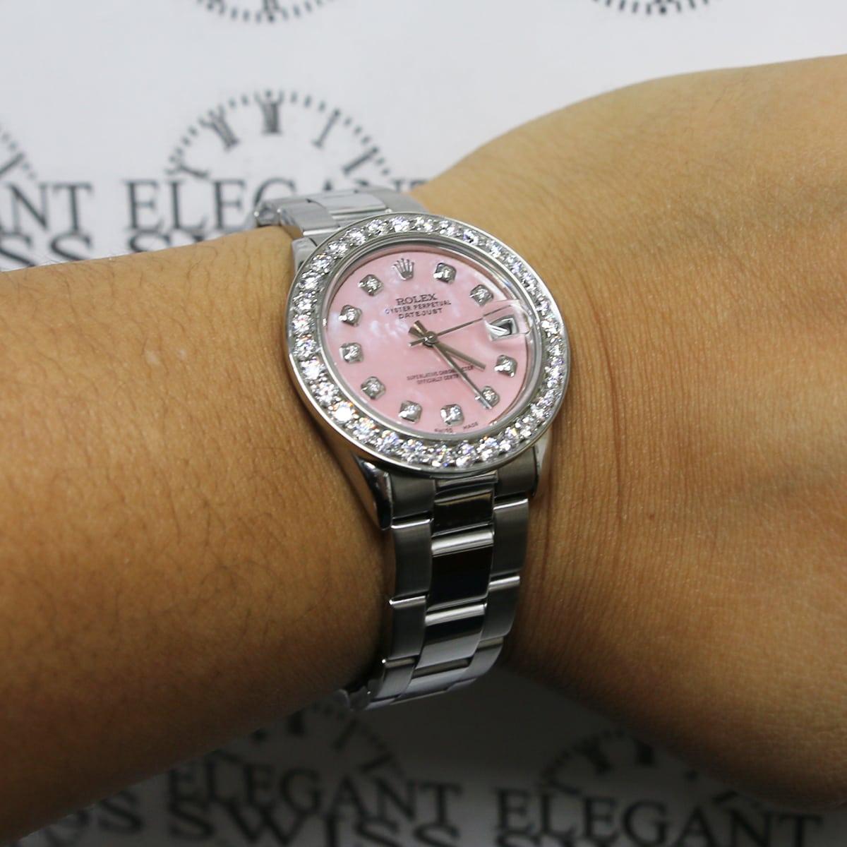 Rolex Datejust Midsize Steel Oyster Watch with 2.25Ct Diamond Bezel and Pink MOP 4