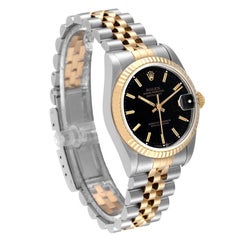 Rolex Datejust Midsize 31mm Steel Yellow Gold Black Dial Ladies Watch 68273