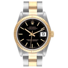 Rolex Datejust Midsize Acciaio Oro Giallo Quadrante Nero Donna Orologio 68273
