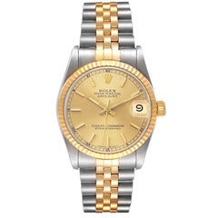 Rolex Datejust Midsize 31mm Steel Yellow Gold Champagne Dial Ladies Watch 68273