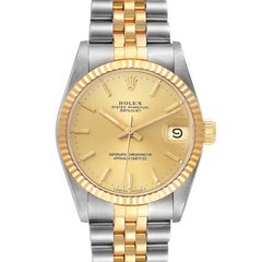Rolex Datejust Midsize 31mm Steel Yellow Gold Champagne Dial Ladies Watch 68273