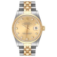 Rolex Datejust Midsize 31mm Steel Yellow Gold Diamond Dial Ladies Watch 68273