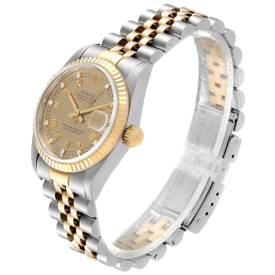 Women's Rolex Datejust Midsize Steel Yellow Gold Diamond Ladies Watch 68273