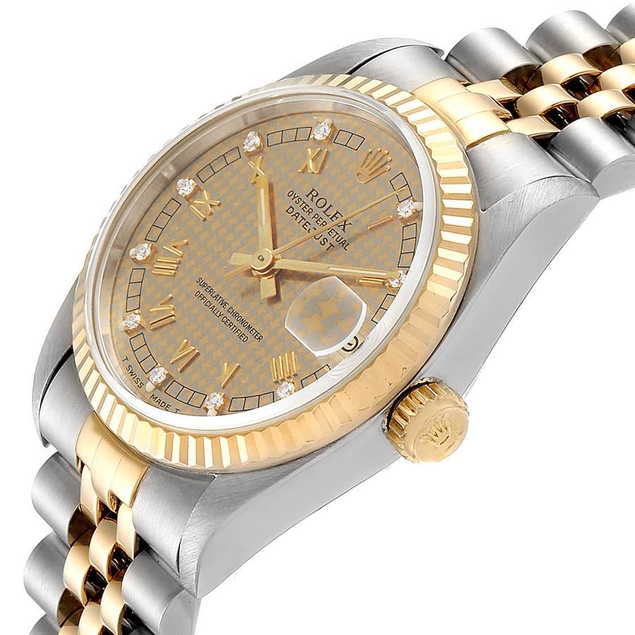 Rolex Datejust Midsize Steel Yellow Gold Diamond Ladies Watch 68273 1