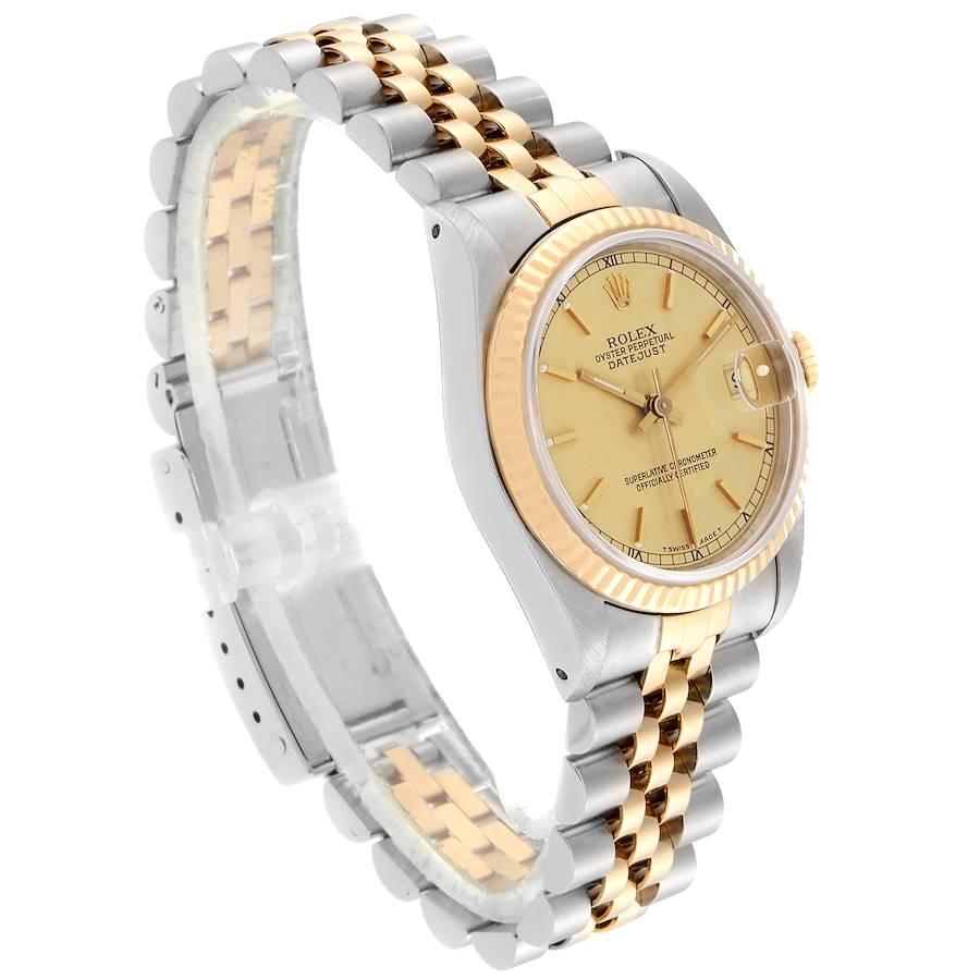 Rolex Datejust Midsize Steel Yellow Gold Ladies Watch 68273 Box In Good Condition For Sale In Atlanta, GA