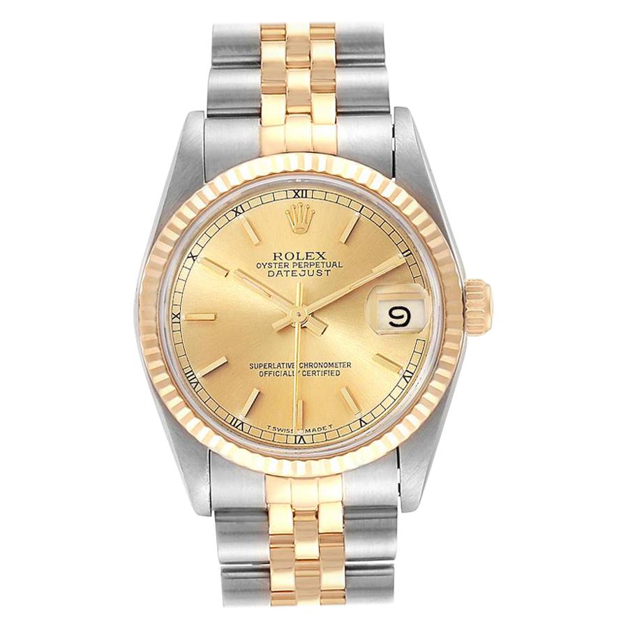 Rolex Datejust Midsize Steel Yellow Gold Ladies Watch 68273 Box For Sale