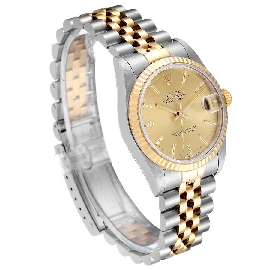 Rolex Datejust Midsize Steel Yellow Gold Ladies Watch 68273 In Excellent Condition For Sale In Atlanta, GA