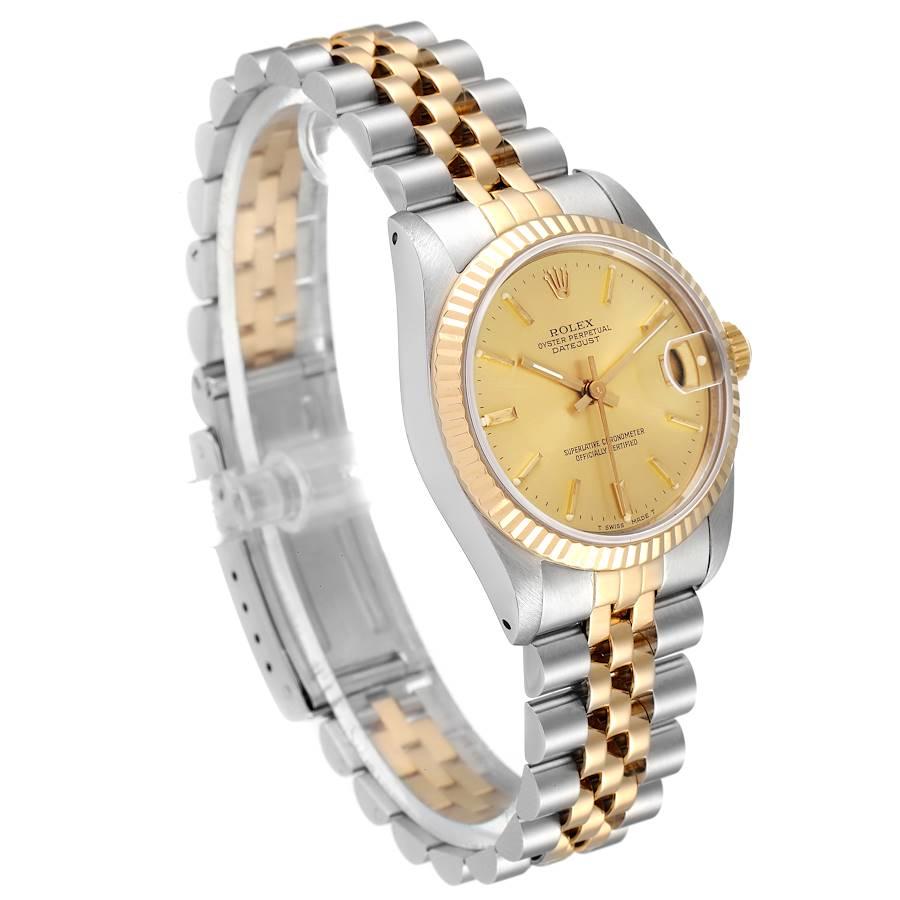Rolex Datejust Midsize Steel Yellow Gold Ladies Watch 68273 In Excellent Condition For Sale In Atlanta, GA