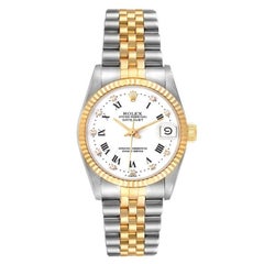 Rolex Datejust Midsize 31mm Steel Yellow Gold White Dial Ladies Watch 68273