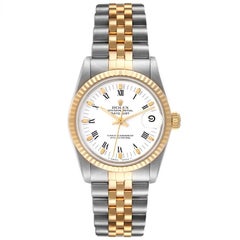 Rolex Datejust Midsize Steel Yellow Gold White Dial Ladies Watch 68273