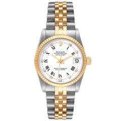Rolex Datejust Midsize 31mm Steel Yellow Gold White Dial Ladies Watch 68273