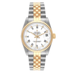 Rolex Datejust Midsize 31mm Steel Yellow Gold White Dial Ladies Watch 68273
