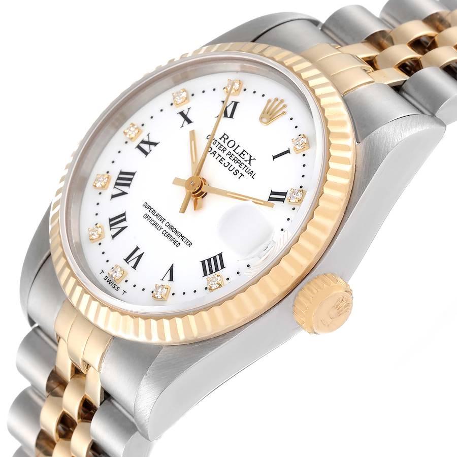 Women's Rolex Datejust Midsize 31mm Steel Yellow Gold White Dial Ladies Watch 68273
