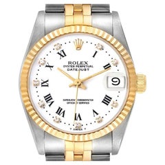 Rolex Datejust Midsize 31mm Steel Yellow Gold White Dial Ladies Watch 68273
