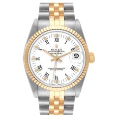 Rolex Datejust Midsize 31mm Acciaio Oro Giallo Quadrante Bianco Orologio da donna 68273