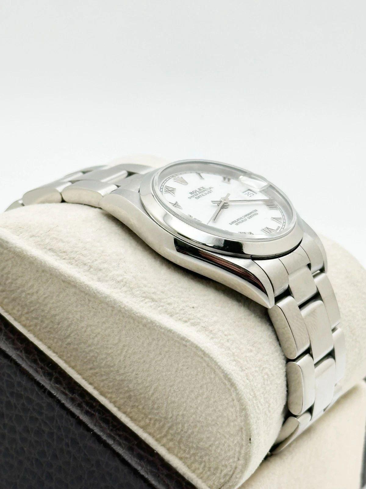 Rolex Datejust Midsize 68240 31mm weißes römisches Zifferblatt Edelstahl Damen im Angebot