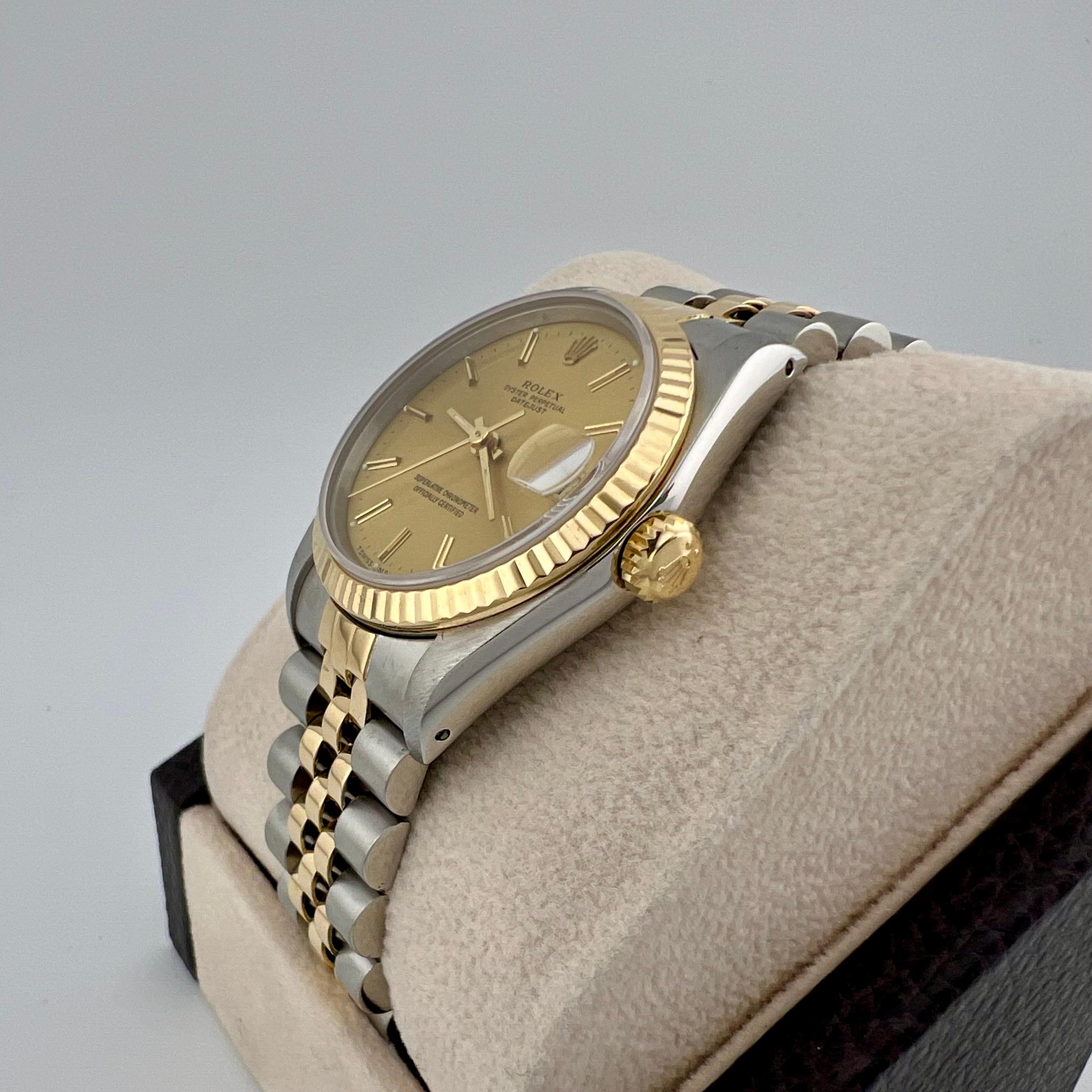 Rolex Datejust Midsize 68273 31mm Or jaune 18k Acier Rolex Service Card en vente 1