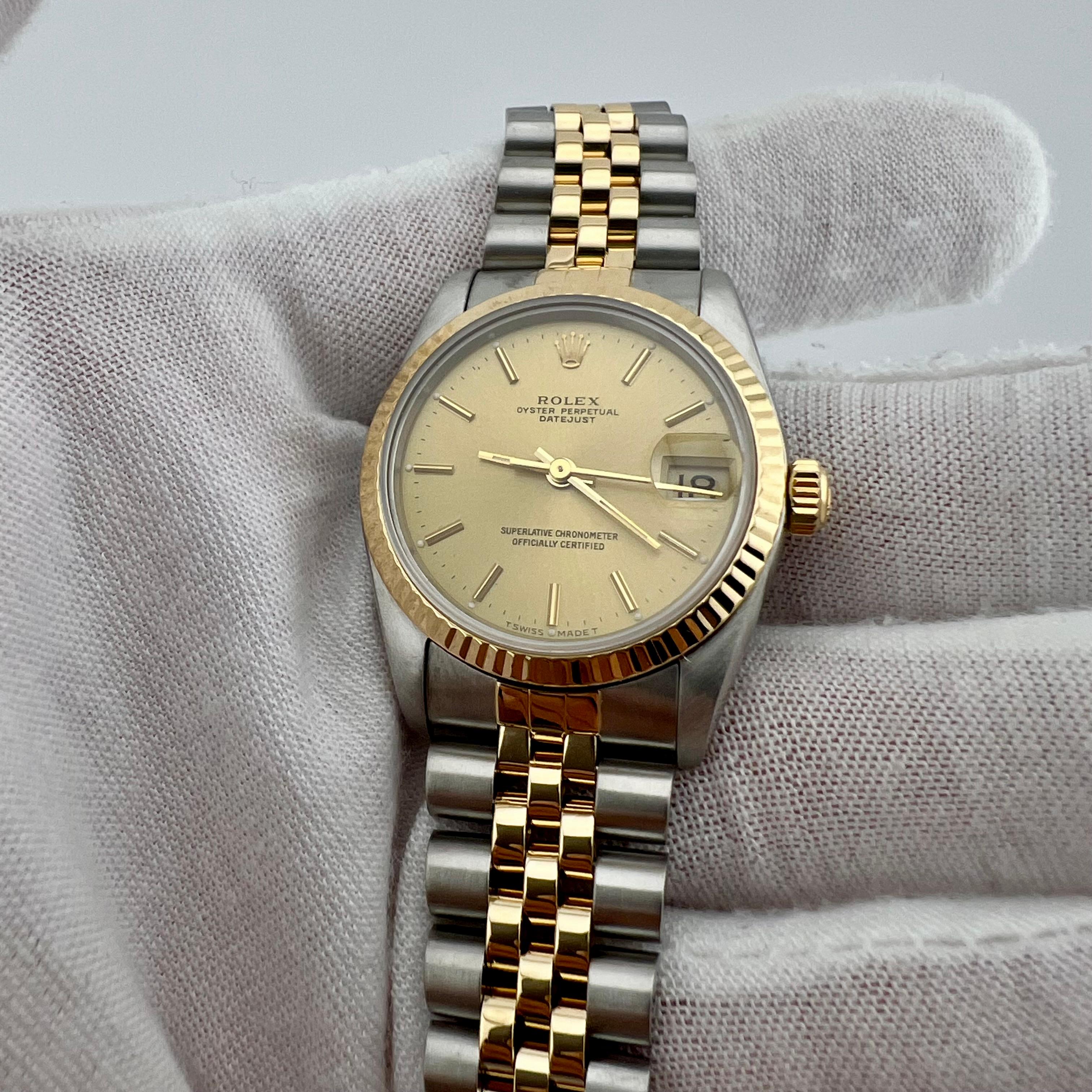 Rolex Datejust Midsize 68273 31mm Or jaune 18k Acier Rolex Service Card en vente 2