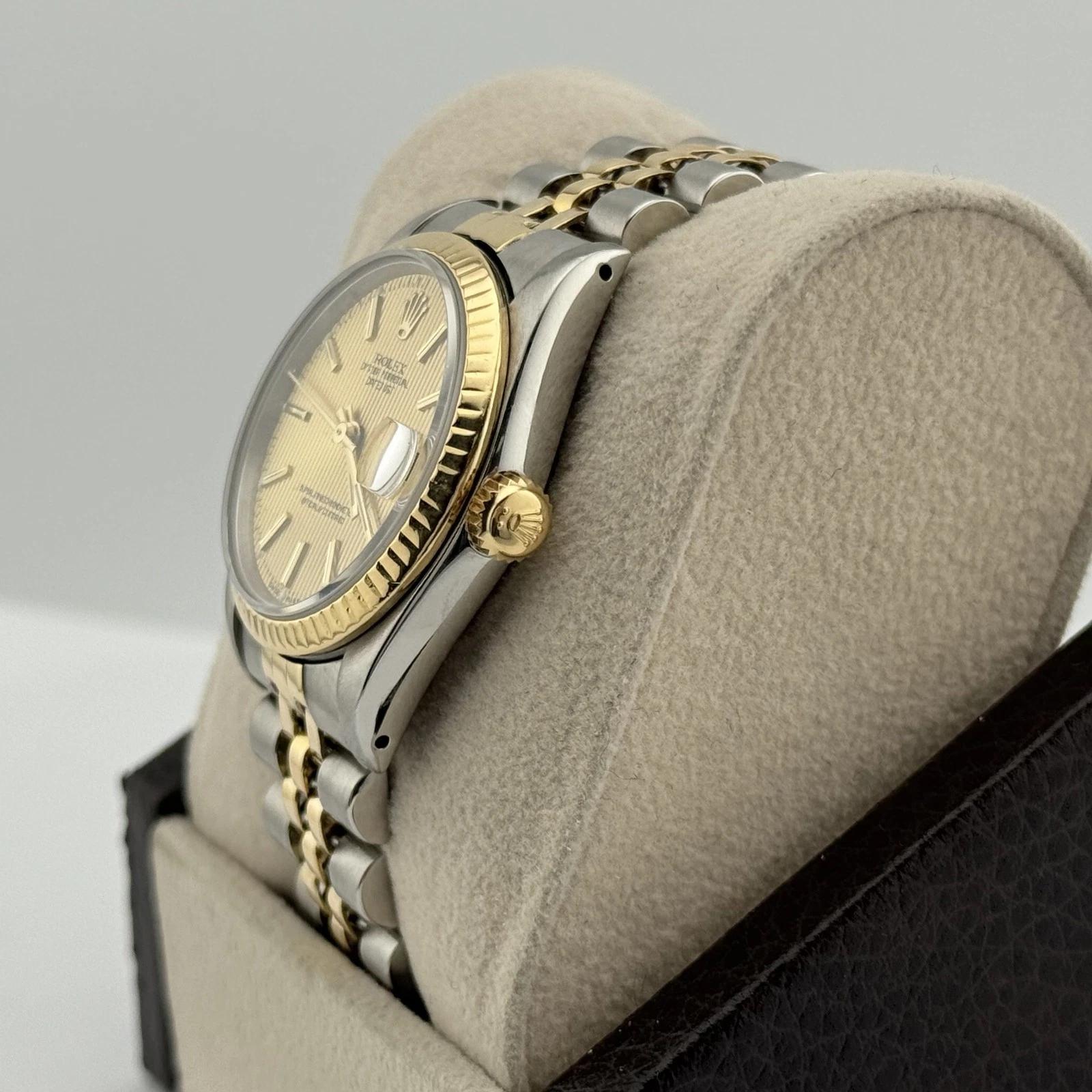 Rolex Datejust Midsize 68273 31mm Champán Tapiz Oro 18k Acero Tarjeta de servicio en venta 4