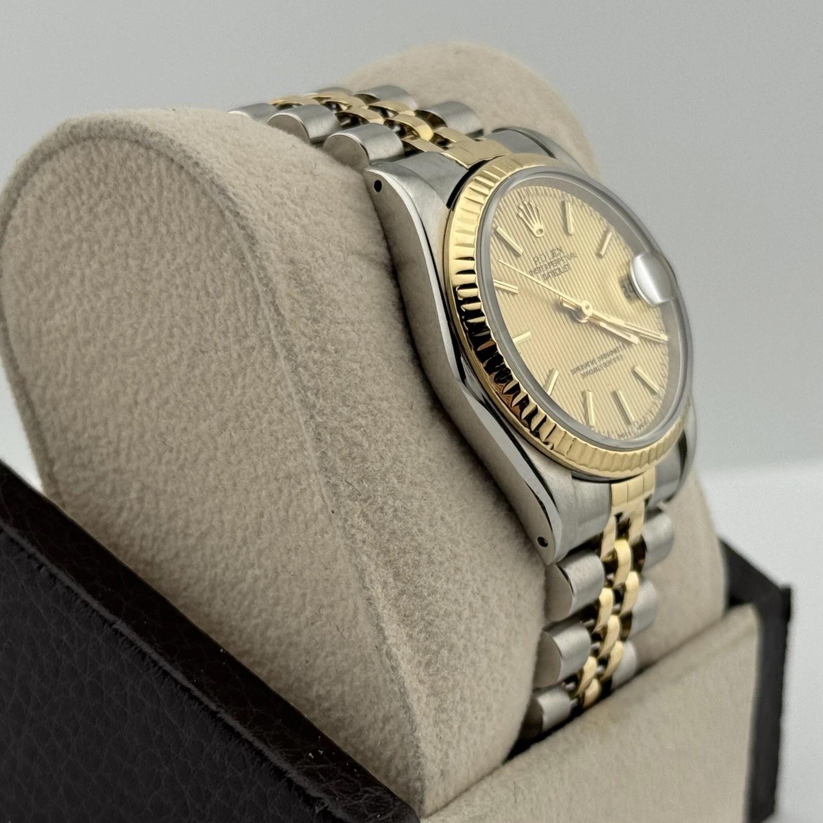 Rolex Datejust Midsize 68273 31mm Champán Tapiz Oro 18k Acero Tarjeta de servicio en venta 5