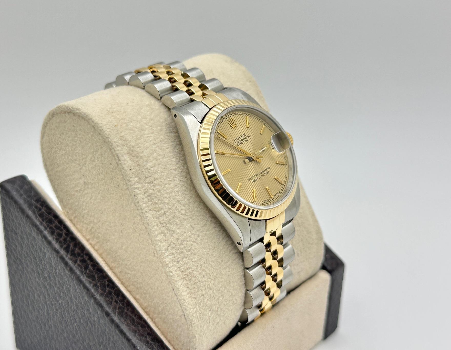 Rolex Datejust Midsize 68273 31mm Esfera Tapiz Champán Oro Amarillo 18k Acero en Excelente estado para la venta en San Diego, CA