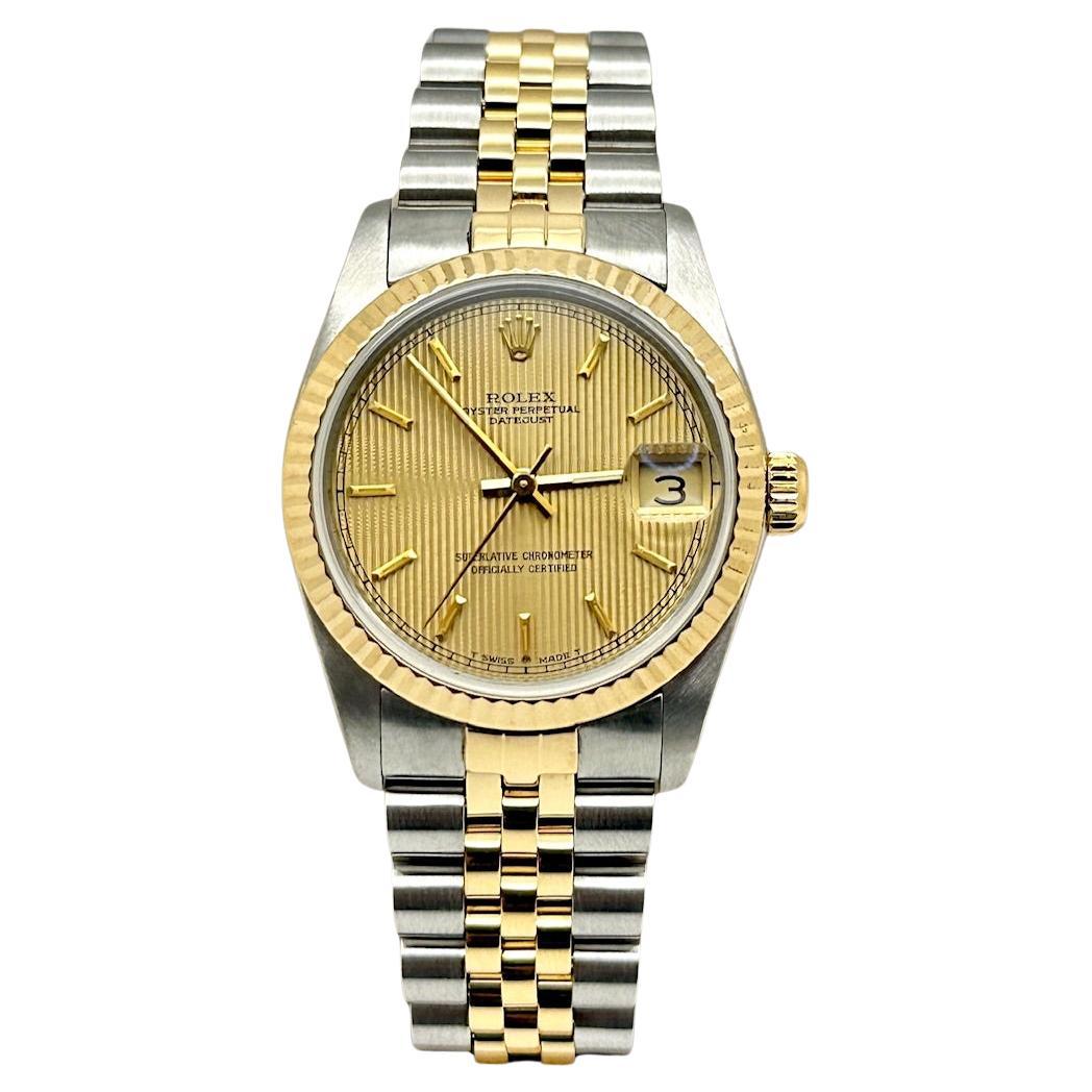 Rolex Datejust Midsize 68273 31mm Esfera Tapiz Champán Oro Amarillo 18k Acero en venta