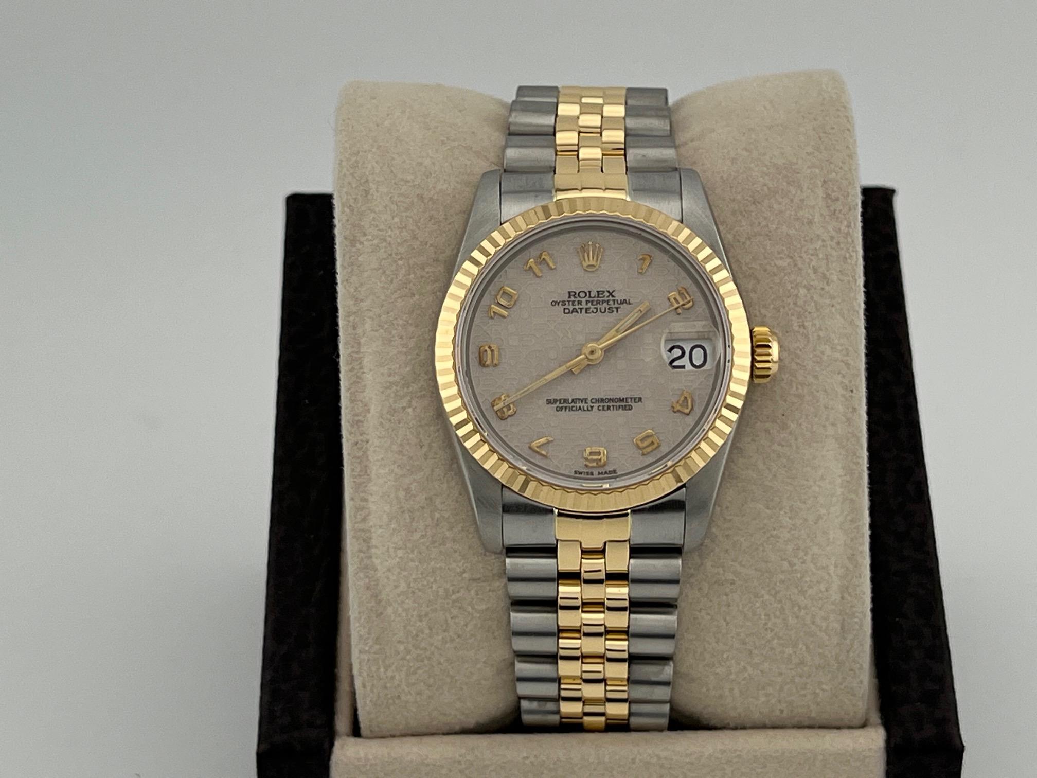 Rolex Datejust Midsize 68273 31mm Quadrante Giubileo Avorio Oro Giallo 18k Steele in vendita 7