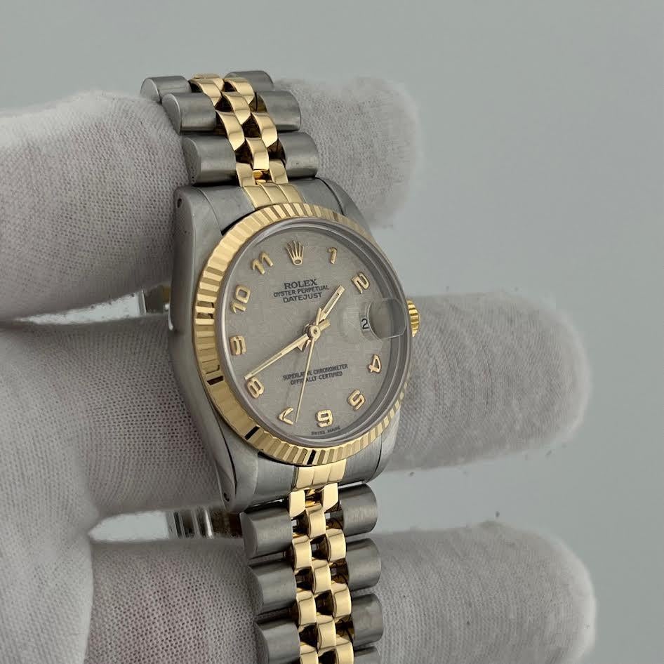 Rolex Datejust Midsize 68273 31mm Quadrante Giubileo Avorio Oro Giallo 18k Steele in vendita 4