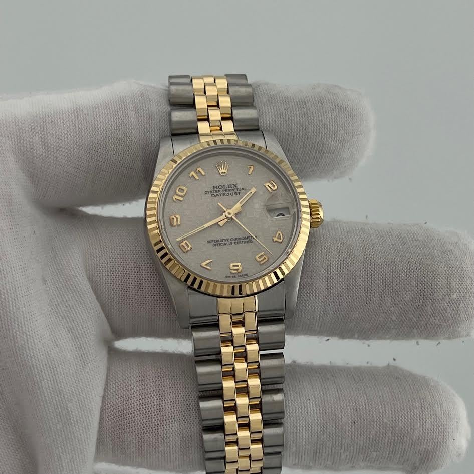 Rolex Datejust Midsize 68273 31mm Quadrante Giubileo Avorio Oro Giallo 18k Steele in vendita 5