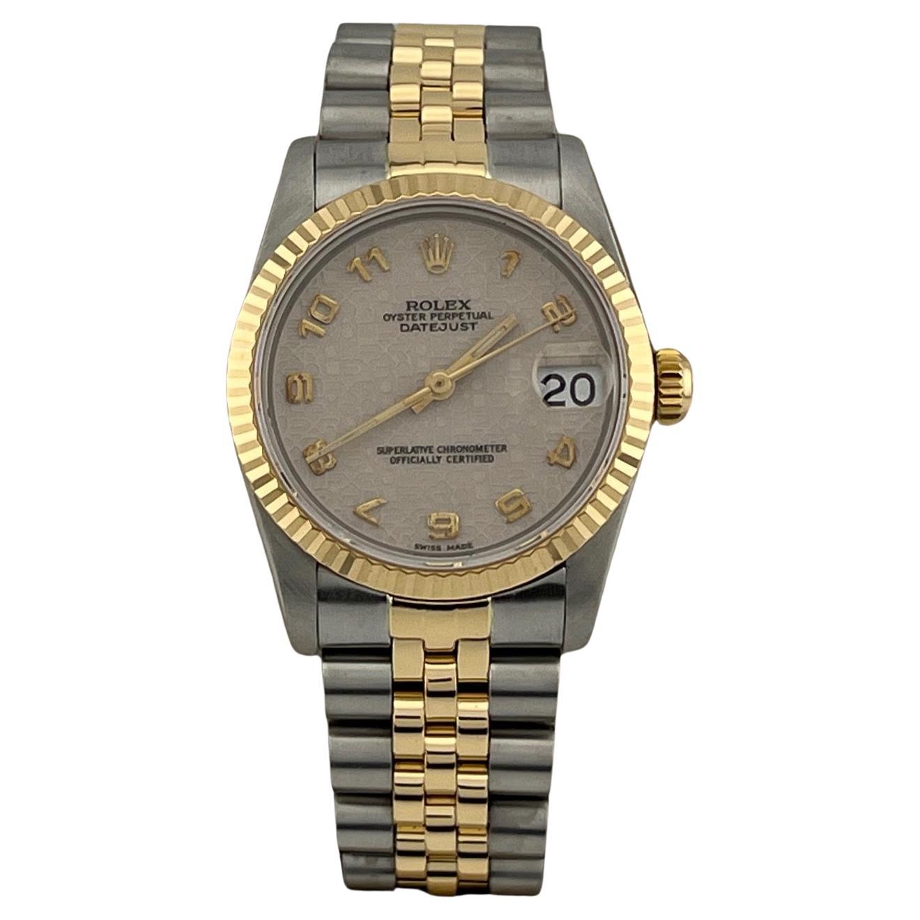 Rolex Datejust Midsize 68273 31mm Ivory Jubilee Dial 18k Yellow Gold Steel