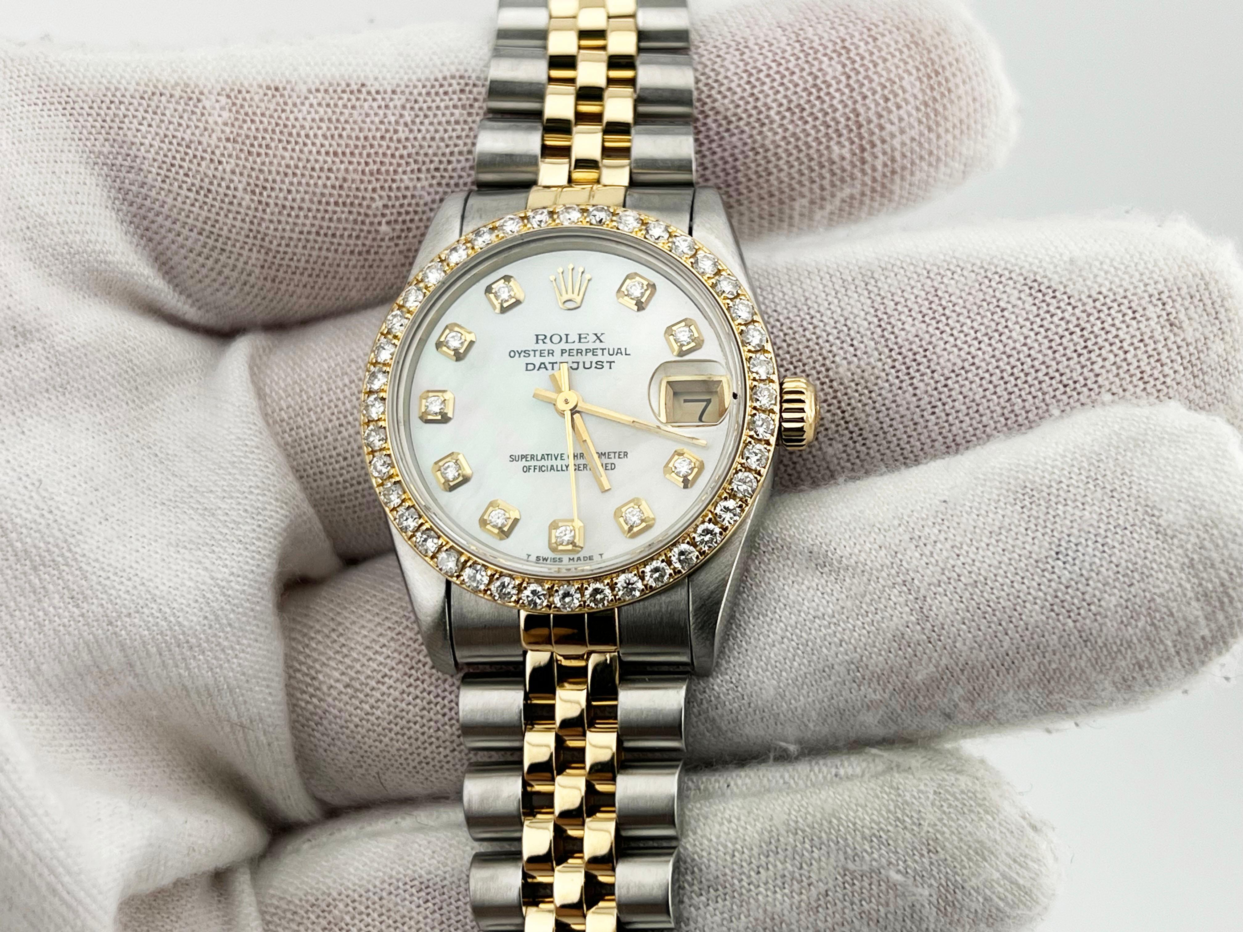 Rolex Datejust Midsize 68273 MOP Diamant-Zifferblatt 18K Gelbgold Edelstahl 31mm Damen