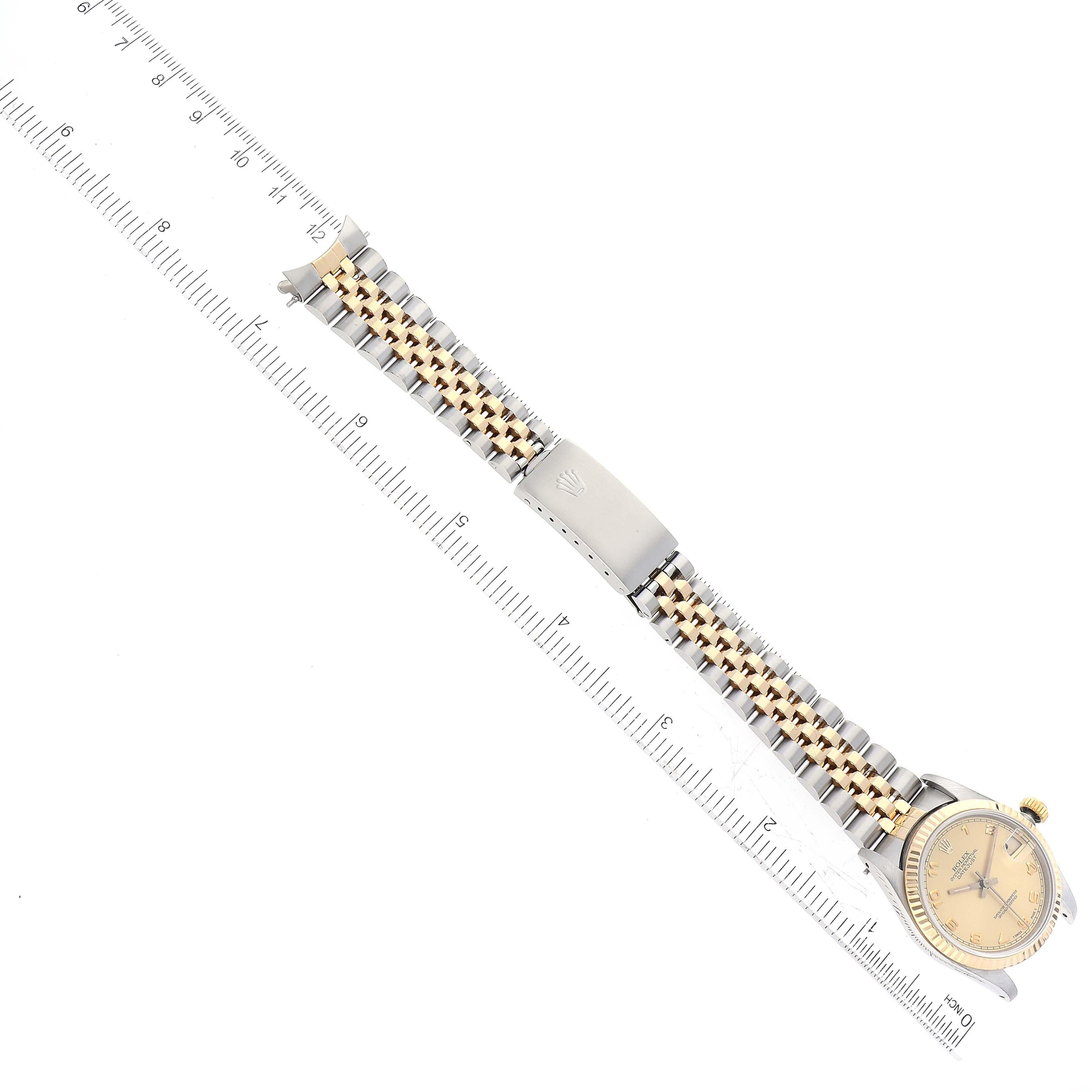 Rolex Datejust Midsize Arabic Dial Steel Yellow Gold Ladies Watch 68273 For Sale 3