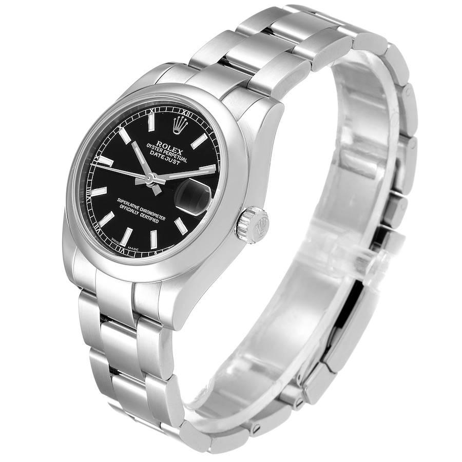 Women's Rolex Datejust Midsize Black Dial Steel Ladies Watch 178240 Box Papers For Sale