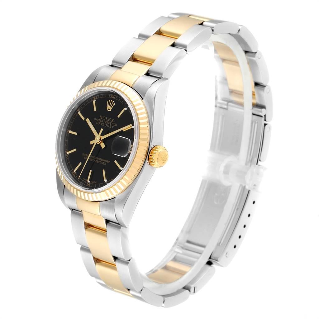 Women's Rolex Datejust Midsize Black Dial Steel Yellow Gold Ladies Watch 78273