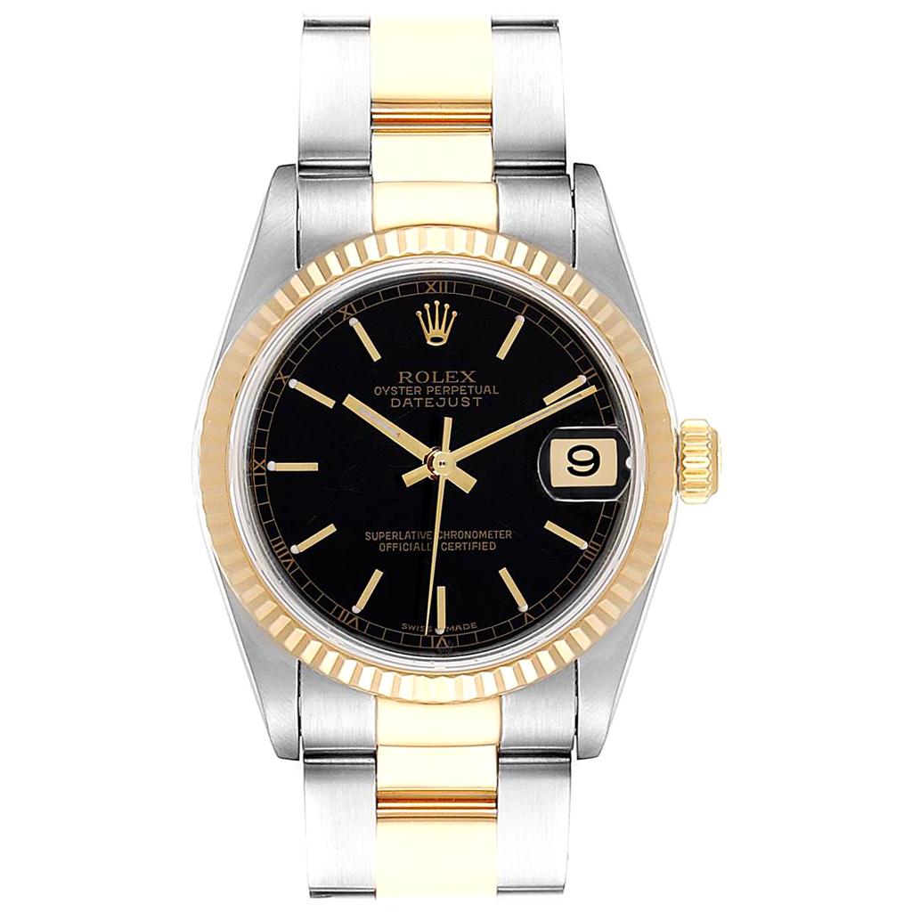 Rolex Datejust Midsize Black Dial Steel Yellow Gold Ladies Watch 78273