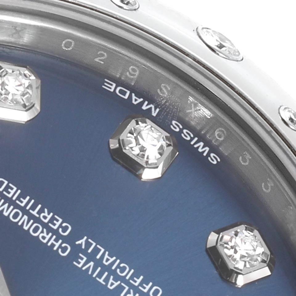 Rolex Datejust Midsize Blue Diamond Dial Ladies Watch 178344 Box Card For Sale 1