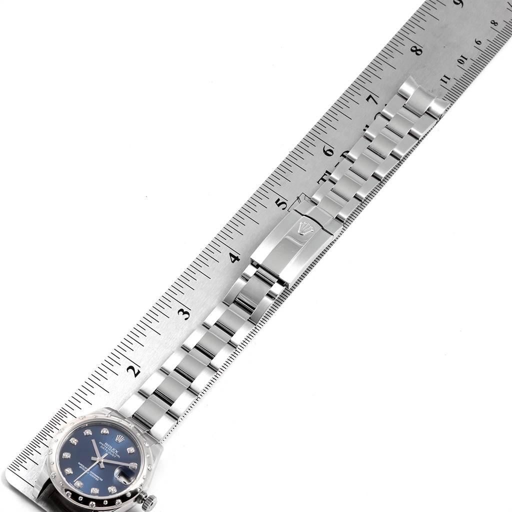 Rolex Datejust Midsize Blue Diamond Dial Ladies Watch 178344 Box Card For Sale 4