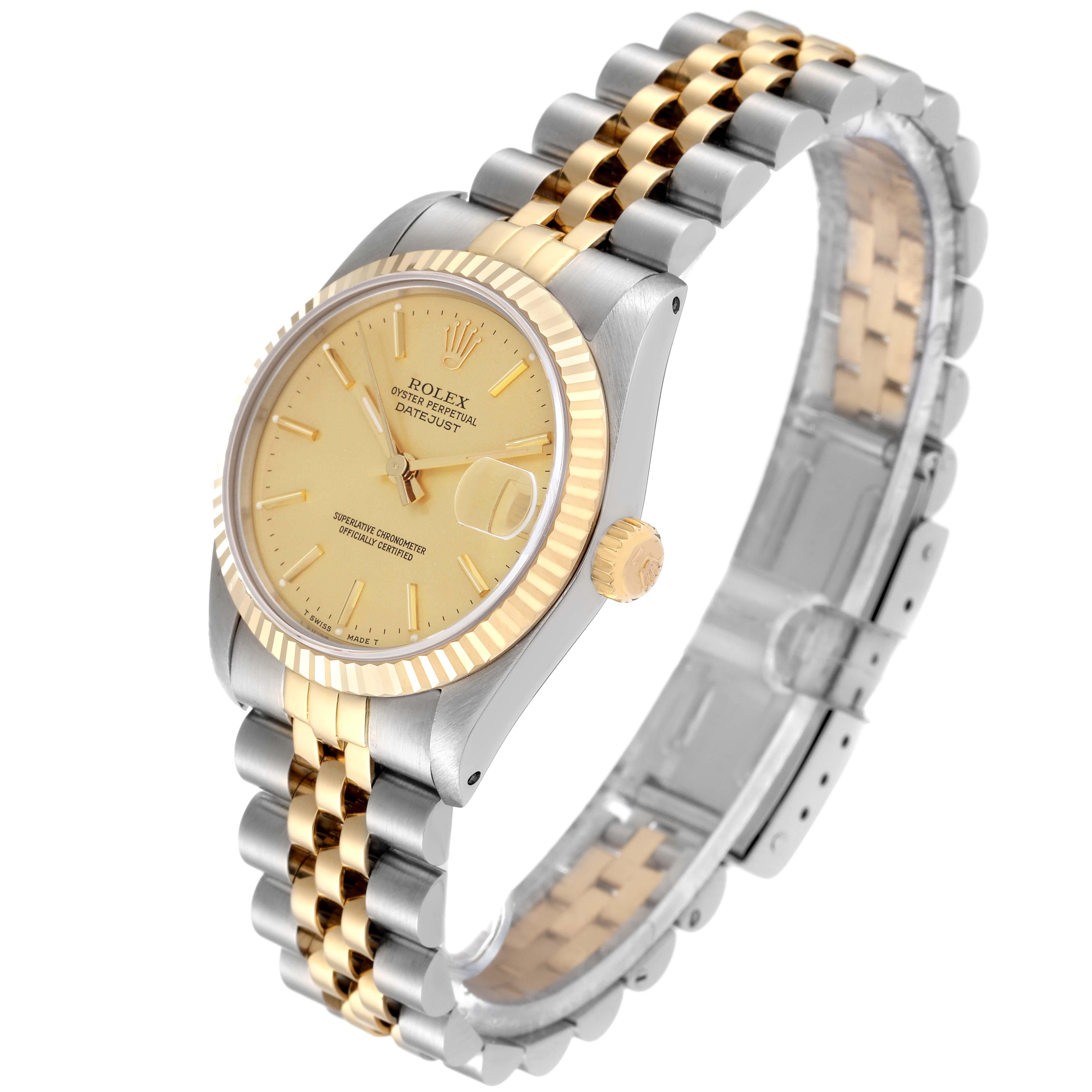 Women's Rolex Datejust Midsize Champagne Dial Steel Yellow Gold Ladies Watch 68273 For Sale
