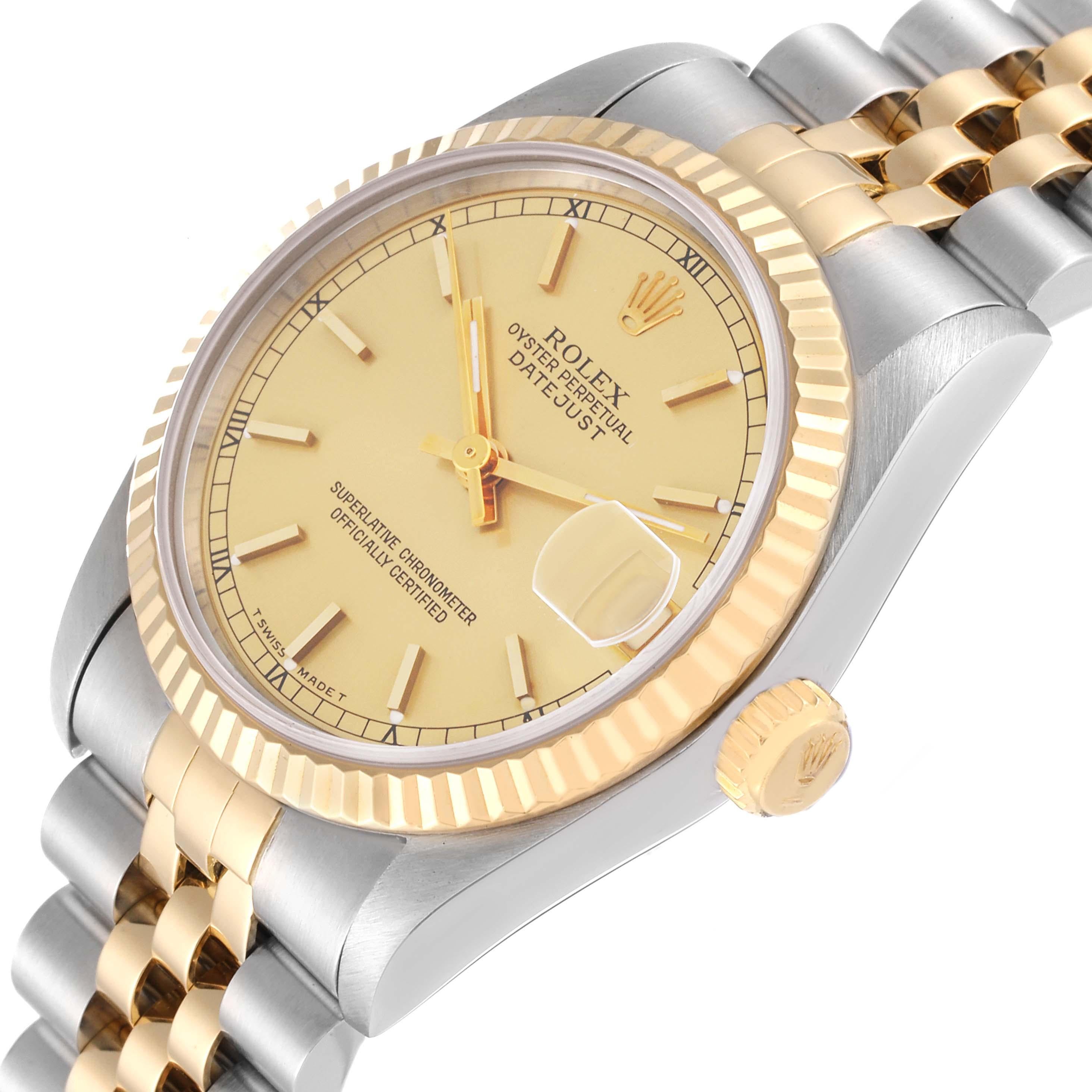 Rolex Datejust Midsize Champagne Dial Steel Yellow Gold Ladies Watch 68273 1