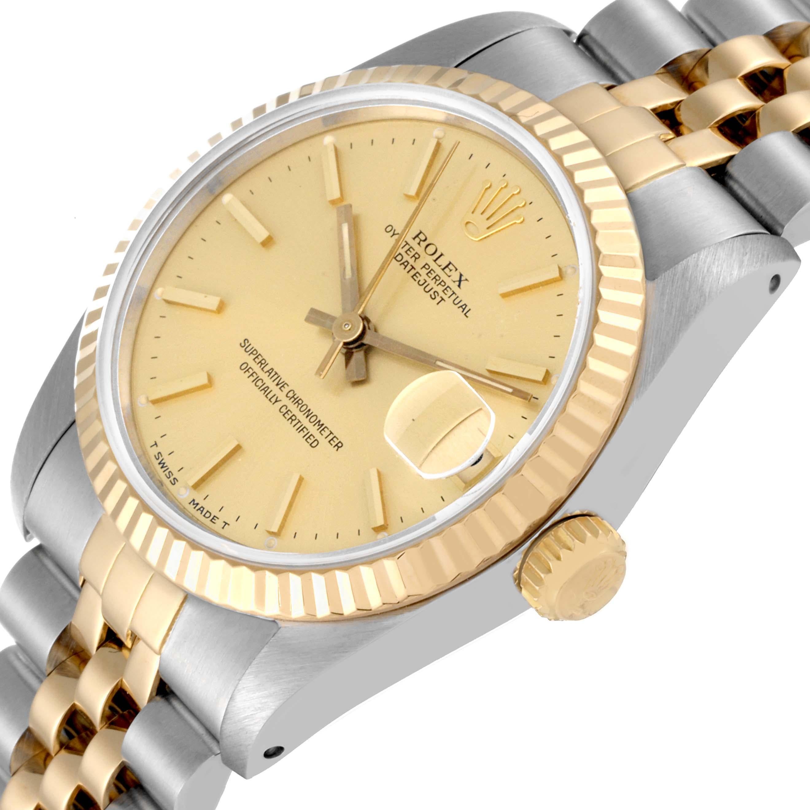 Rolex Datejust Midsize Champagne Dial Steel Yellow Gold Ladies Watch 68273 1