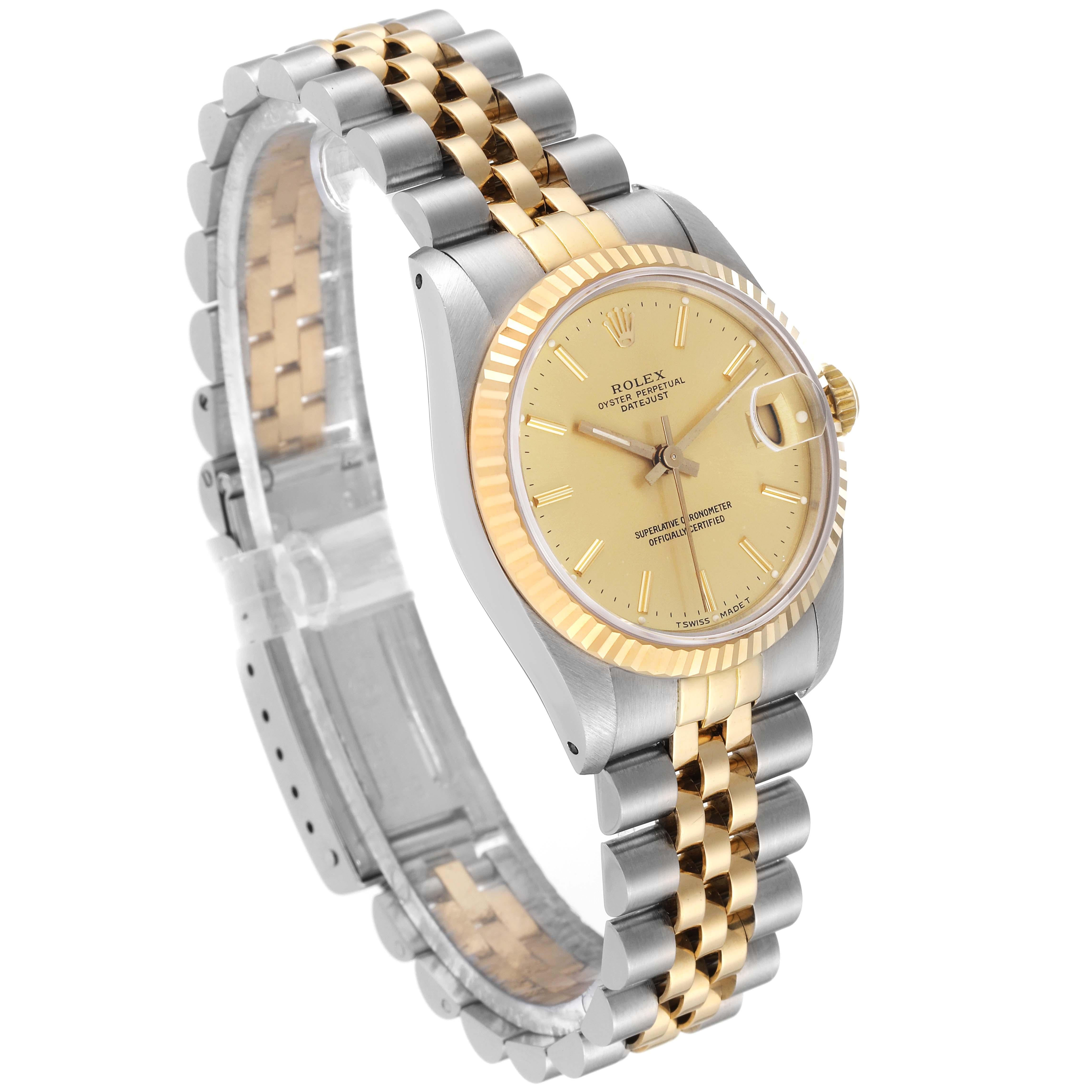 Rolex Datejust Midsize Champagne Dial Steel Yellow Gold Ladies Watch 68273 For Sale 4