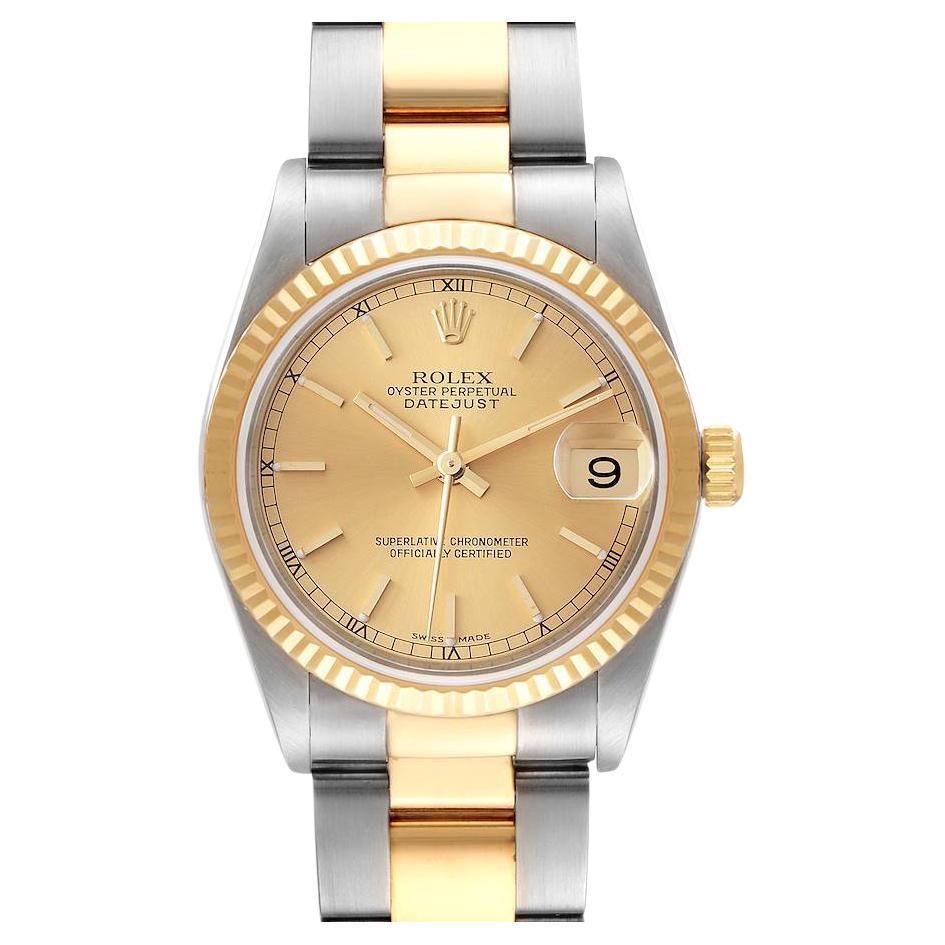 Rolex Datejust Midsize Champagne Dial Steel Yellow Gold Ladies Watch 78273