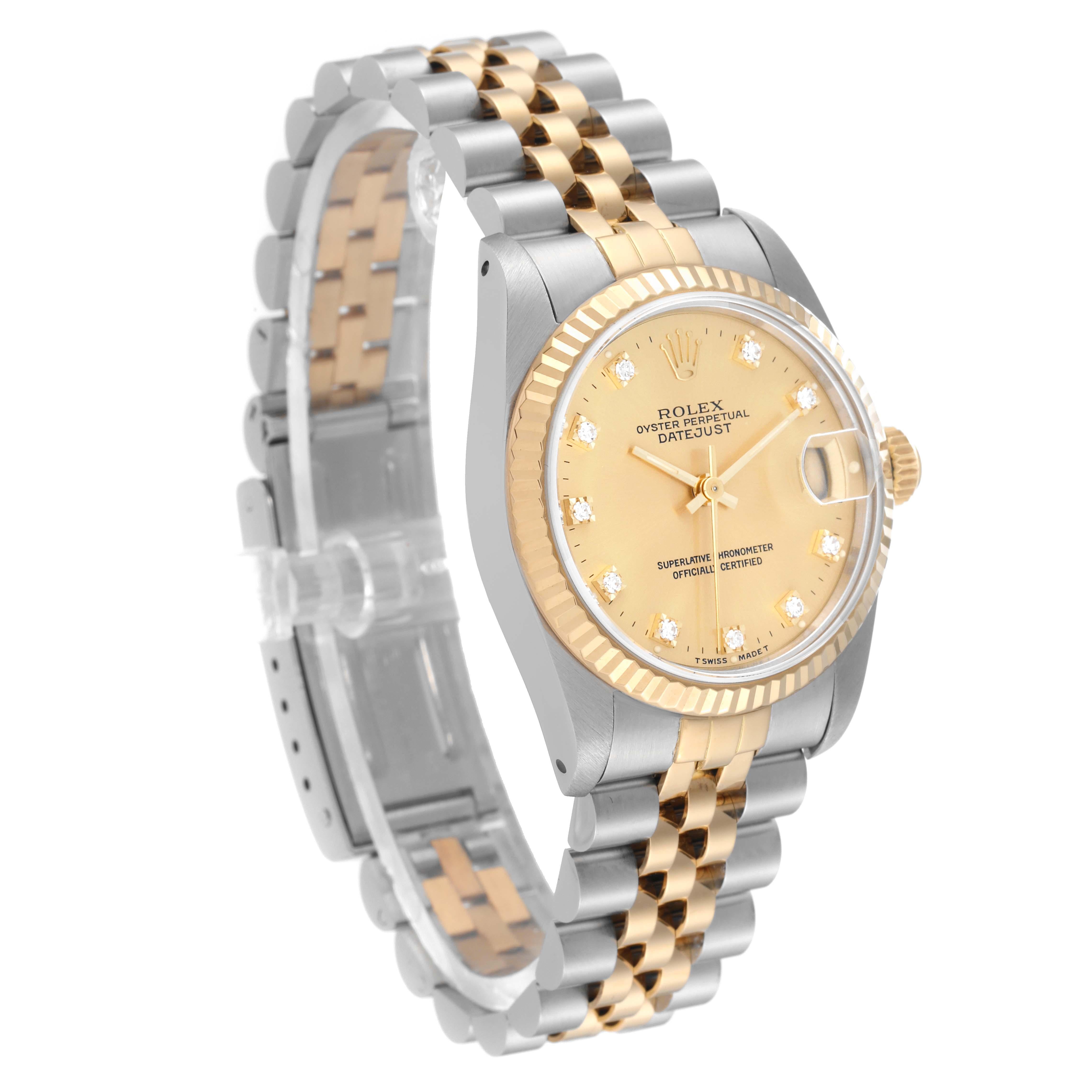 Rolex Datejust Midsize Diamond Dial Steel Yellow Gold Ladies Watch 68273 6