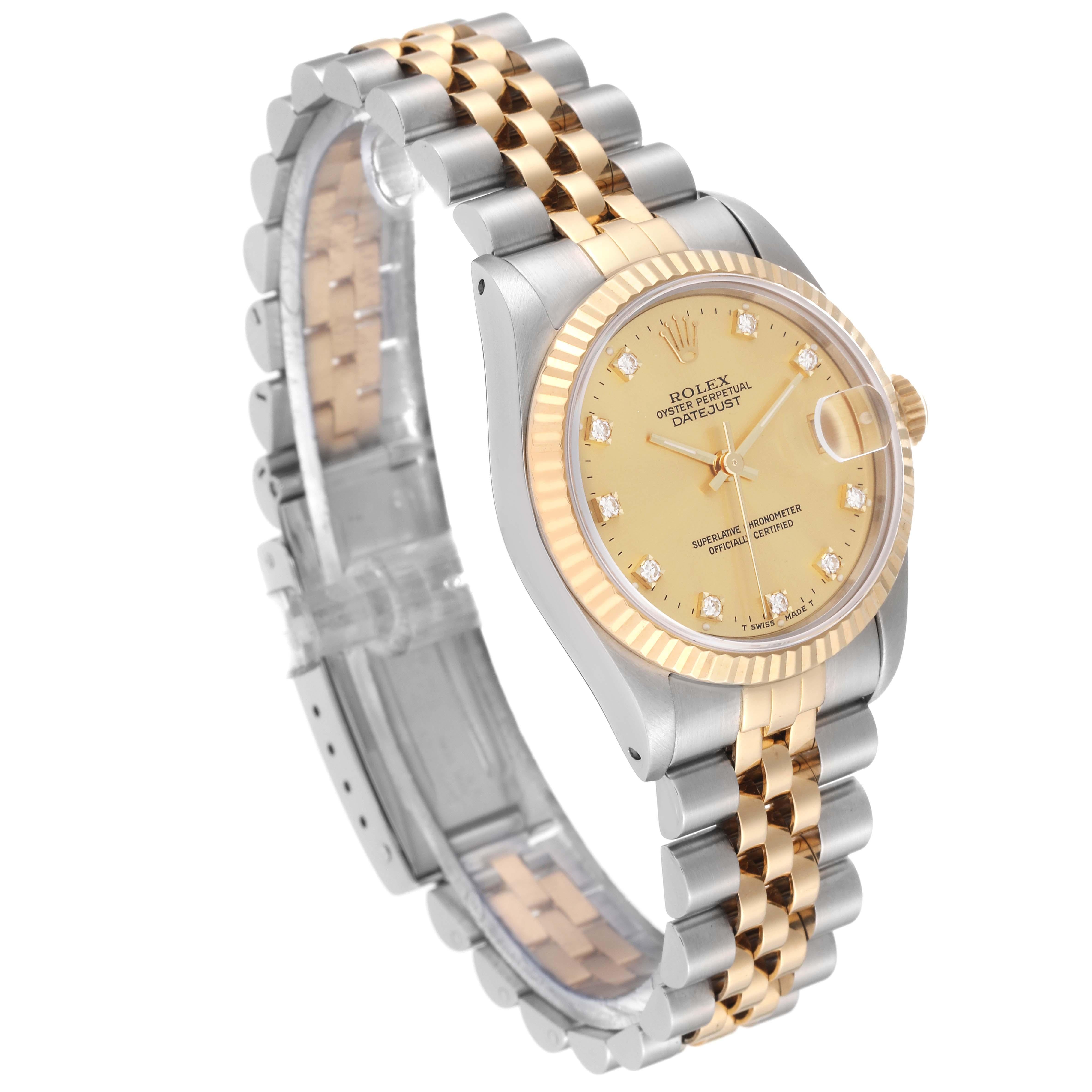 Rolex Datejust Midsize Diamond Dial Steel Yellow Gold Ladies Watch 68273 7